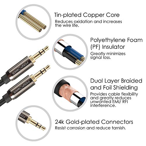 FosPower 1FT 3.5mm Aux Cable Male to Male Stereo Audio Auxiliary Short Cord - size: 01 Feet