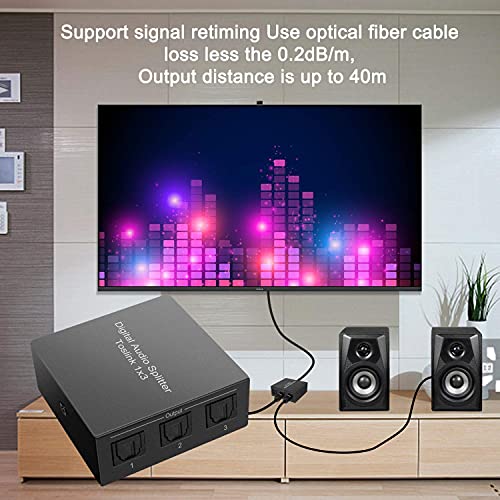 3 Port Toslink Splitter with Optical Cable (1 In 3 Out) Premium Quality Digital Optical Audio Splitter Aluminum Alloy SPDIF Toslink Fiber Audio Splitter Support Dolby Digital DTS 5.1 PCM Stereo LPCM