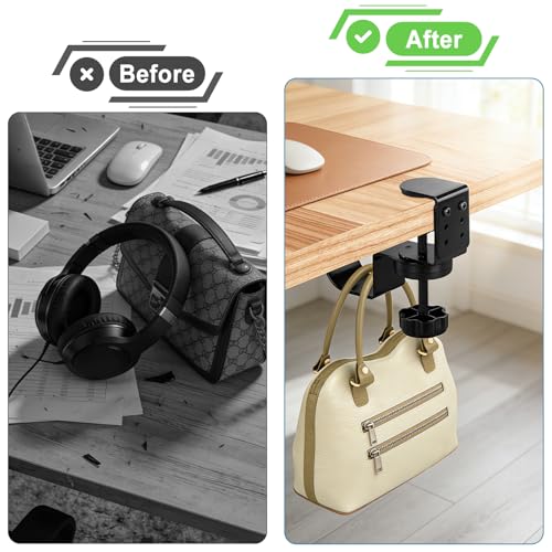 MYITYARD Clamp Mug Hooks Under Desk, Clip On Hook Cup Holder | Desktop Hanging Headphone Hook for Office, Computer Desk, Student Class Desk, Cabinet - color: Desk Hooks