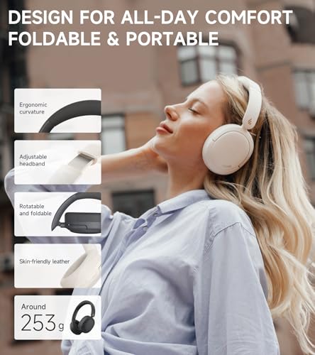 Edifier W800BT Pro Hybrid Active Noise Cancelling Over Ear Headphone, Ivory - color: Ivory