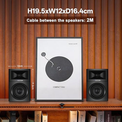 Sanyun SW203 3" 2.0 Computer Speakers, Expanded Stereo Field, Triple-DSP | Built-in 24bit DAC, USB-C/Bluetooth 5.4/AUX, 60W Carbon Fiber Woofer & Silk Dome Tweeter, for Desktop PC Gaming (Pair, Red) - color: Red