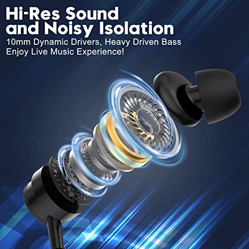 Yatloml Wired Earbuds with Microphone, in Ear Headphones Wired with Heavy Bass Noise Isolation Magnetic Earphones Cord Plug in Laptop Tablet MP3 Phones and All 3.5mm Jack Devices - color: Black