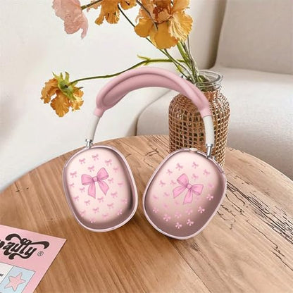 Cute Pink Bowa Clear Case for Airpods Max Headphones Stylish Girl Pattern Soft TPU Ear Cups Cover Anti-Scratch Silicone Ear Pad Protective Case Kawaii Headband Cover for Apple Airpods Max - color: Pink bow A