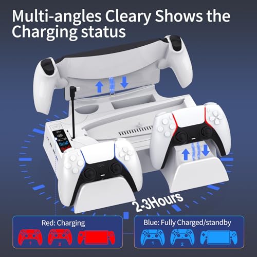 PS5 / PS5 Slim Cooling Station with PlayStation Portal and Controller Charging Station, Cooling Stand for PlayStation 5, PS 5 Portal Charger Dock Accessories with Cooler Fan, Headset Holder, 4 USB Hub