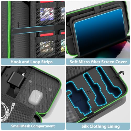 OIVO Carrying Case Compatible with 2025 Nintendo Switch, Portable Switch 2 Travel Carry Case Fit for Joy-Con 2 & Adapter, Hard Shell Protective Pouch Bag with 24 Game Slots, Green - color: Green