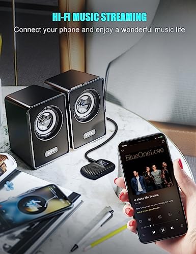 COMSOON Bluetooth Receiver, Black, 3.5mm AUX Bluetooth 5.0 Adapter | LCD Screen, Portable for Car/Home Stereo/Speaker/Wired Headphones, Noise Cancelling, Hands-Free Calling/Music Streaming