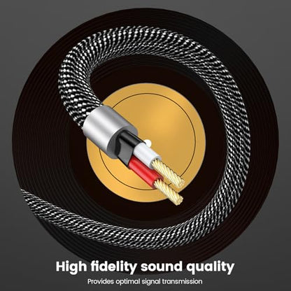 MOSWAG 3.5mm 1/8" TRS to 2 x 6.35mm 1/4" TS Mono Y Cable 16.4FT/5Meter Splitter Cable Compatible with Phone,iPod,Laptop,CD Players,Power Amplifier,Mixer,Home Stereo Systems - color: Nylon Braided, size: 16.4FT/5Meter
