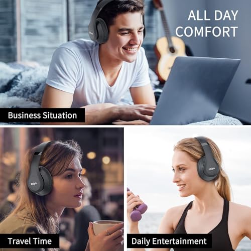 Uliptz Bluetooth Headphones Over Ear, Wireless HiFi Stereo Foldable Headset | 65H Playtime, Bluetooth 6.0, 6 EQ Modes, Built-in Mic, Deep Bass Stereo, Lightweight Design for Home, Office, Travel & PC - color: Black