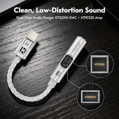 USB C to 3.5mm Audio Adapter with DAC for iPhone, Samsung & iPad | CX31993 DAC Chip + MAX97220 Headphone Amp | HiFi 32Bit/384kHz | 8-Core Silver-Plated Cable