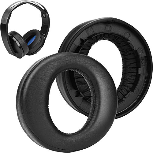 SOULWIT Ear Pads Cushions for Sony Platinum Wireless PlayStation PS4 Headset, Replacement Earpads for 2018 Version, Headphone Model CECHYA-0090 (PL Black)