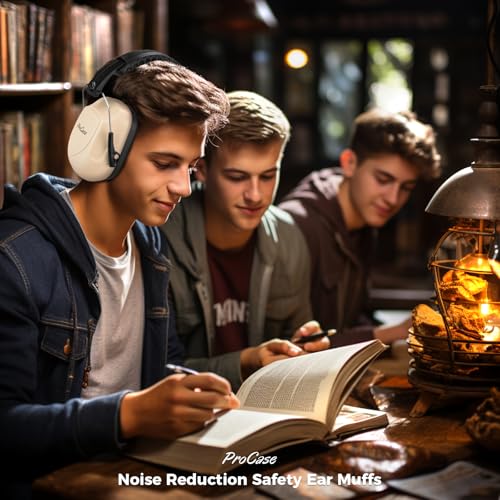 ProCase NRR 28dB Noise Reduction Ear Muffs, Foldable Adjustable Noise Cancelling Headphones - color: 1 - Beige