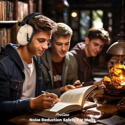 ProCase NRR 28dB Noise Reduction Ear Muffs, Foldable Adjustable Noise Cancelling Headphones - color: 1 - Beige