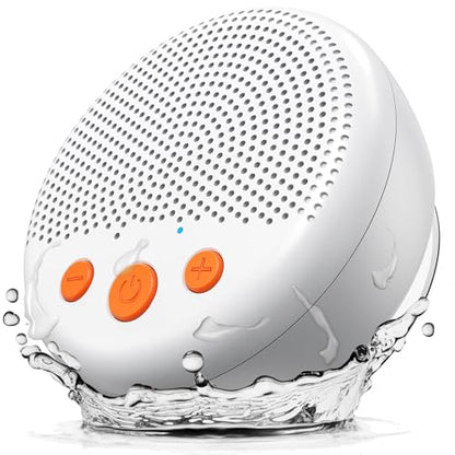 LENRUE Shower Speaker, Bluetooth Waterproof Speaker Wireless, Portable Speakers with Clear Loud Sound, Suction Cup, Lanyard, Ideas Gifts - color: White