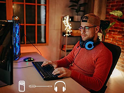 3.5mm Female to USB Male Adapter, Built-in Chip Aux to USB Sound Card | External Stereo Sound Card for PS4/PS5/PC/Laptop, Headphone Adapter with Built-in Chip TRRS 4-Pole Mic-Supported - color: Senior Black