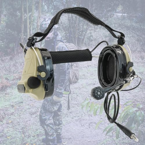 HEARFALCOM Tactical Headset C5 PRO Headphones with Mic Noise Cancelling for kenwoo Two-Way Radio for Airsoft CS Gaming - color: Sandy