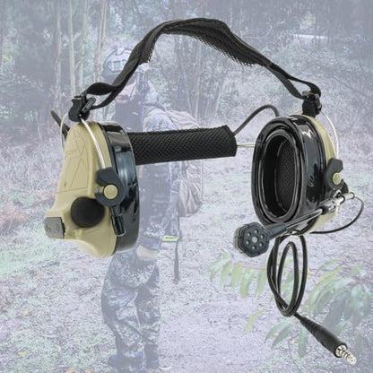 HEARFALCOM Tactical Headset C5 PRO Headphones with Mic Noise Cancelling for kenwoo Two-Way Radio for Airsoft CS Gaming - color: Sandy
