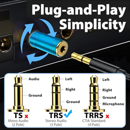 2-Pack 3.5mm to 1/4 Headphone Adapter – Heavy-Duty 6.35mm | Male to 1/8" Female Headphone Jack Adapter for Amp, Guitar, Mixer, Home Theater, AV Receiver – Copper Construction for Clear - style: 2 pair 6.5mm