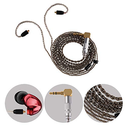MMCX Connector Silver Plated Pure Copper Earphone Cable for SE215 SE535 SE846, Replacement Detachable Headphone Cable with 3.5mm Plug for High - Fidelity Audio (Black Elbow) - size: black elbow