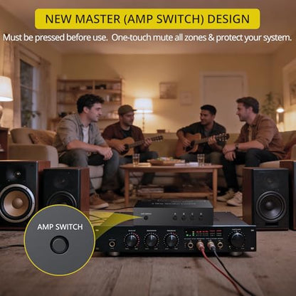 PROZOR 4-Zone Speaker Selector Switch, Passive Speaker Switch Box for 1 Amplifier to 4 Speaker Pairs, Independent A/B/C/D Buttons, 150W RMS per Channel, Supports 4–16Ω Passive Speakers | for 1 Amplifier to 4 Speaker Pairs, Independent A/B/C/D Buttons, 150