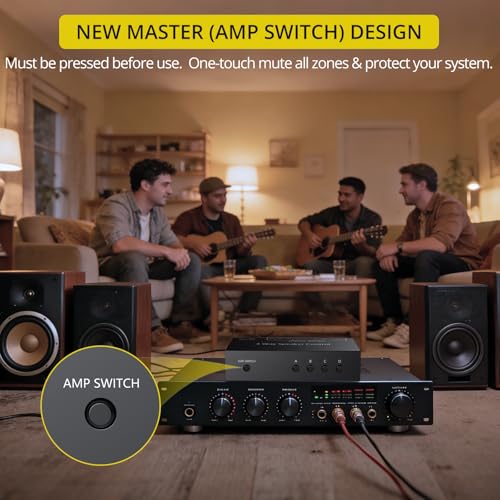 PROZOR 4-Zone Speaker Selector Switch, Passive Speaker Switch Box for 1 Amplifier to 4 Speaker Pairs, Independent A/B/C/D Buttons, 150W RMS per Channel, Supports 4–16Ω Passive Speakers | for 1 Amplifier to 4 Speaker Pairs, Independent A/B/C/D Buttons, 150