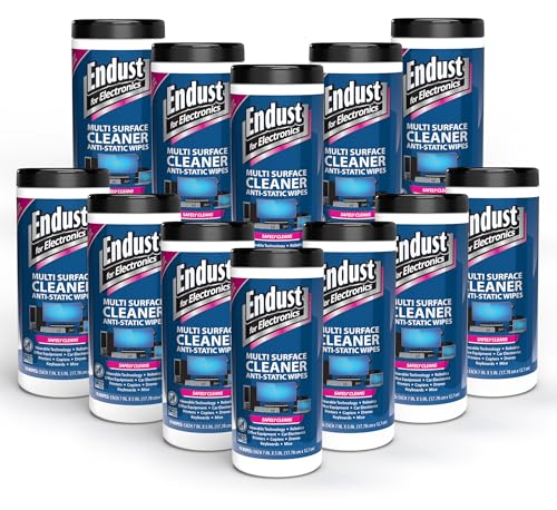 Endust For Electronics; Multi-Surface, Anti-Static, Electronics Cleaning Wipes; Alcohol & Ammonia Free; 12 Pack of 70 Wipes per Container (259000P12) - size: 70 Count (Pack of 12)