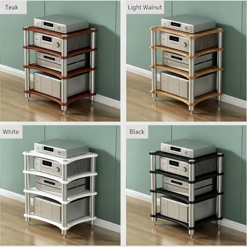 HiFi Amplifier Rack Cabinet, Audio Equipment Stand with Spiked Feet | Stereo Component Shelf, Heavy Duty AV Rack for Power Amplifier, Turntable and Home Theater System(Light walnut,3-layer) - color: Light Walnut, size: 3-layer