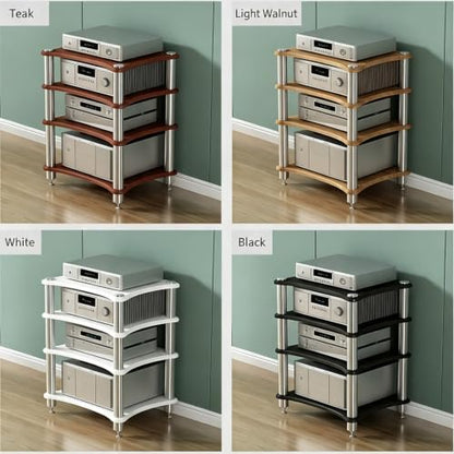 HiFi Amplifier Rack Cabinet, Audio Equipment Stand with Spiked Feet | Stereo Component Shelf, Heavy Duty AV Rack for Power Amplifier, Turntable and Home Theater System(Light walnut,3-layer) - color: Light Walnut, size: 3-layer