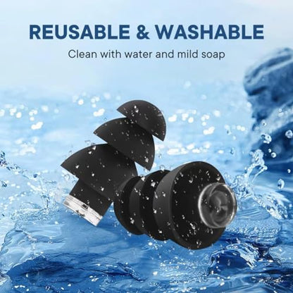 Ear Plugs for Sleeping Noise Cancelling Reusable Comfortable Silicone Earplugs,3 Pairs High Fidelity Concert Earplugs Noise Reduction Earplugs for Music Festivals, DJs, Musicians with 2 Travel Covers