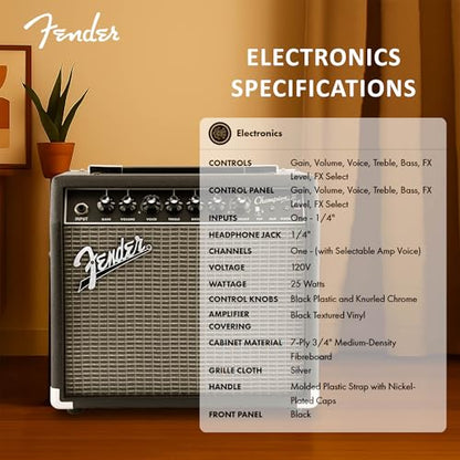 Fender Champion II 25-Watt Guitar Combo Amplifier Bundle with Instrument Cable, Picks, and Austin Bazaar Instructional Video