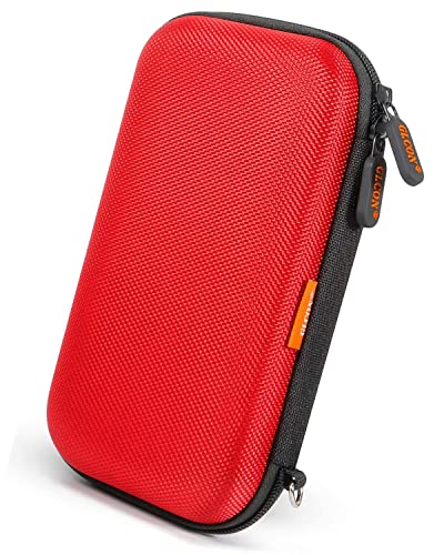 Red External Hard Drive Case, Shockproof EVA Travel Bag | Fits WD My Passport, Seagate, Toshiba, 1TB 2TB 4TB, Power Bank, Portable Electronic Organizer - color: Red