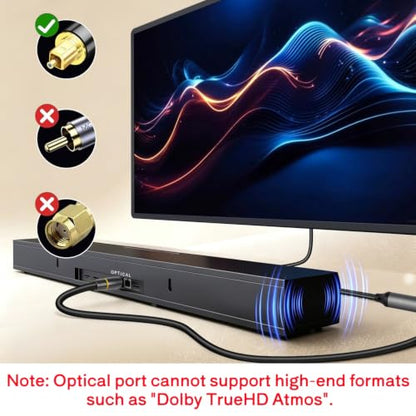192kHz HDMI eARC to Optical Audio Adapter - 6.6FT,Not Support CEC - size: 6.6FT