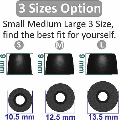 Memory Foam Tips Compatible with Powerbeats Pro Replacement Ear Tips, Perfect Noise Cancellation, Fit in Case, Foam Tips 6 Pairs, Black, Large Size (515BL) - size: Large