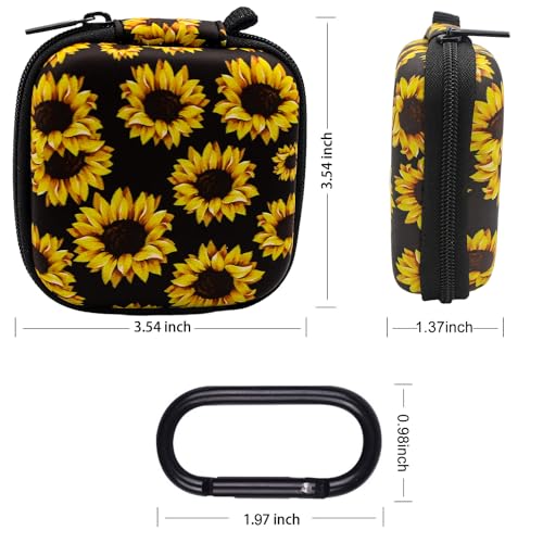 Earbud Case,Headphone Organizer Earbud Storage Bag, Hard EVA Shockproof Cover Carrying Case with Carabiner Clip Compatible with AirPods 5 4 AirPods Pro 2nd /3/2/1 Bose Galaxy (Sunflower) - color: Sunflower
