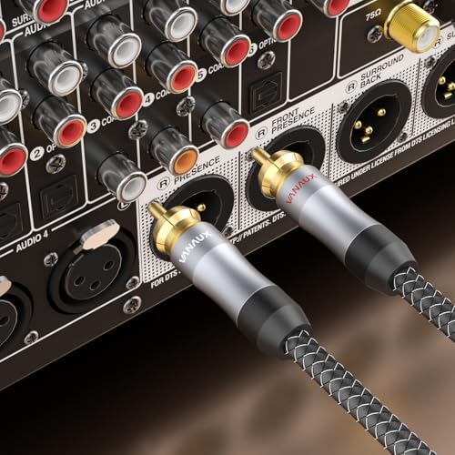 VANAUX Auidophile 2RCA Male to 2RCA Male Stereo Audio Cable, 75Ω OFC Subwoofer Cable,Digital Coaxial Cord for Home Theater, HDTV, Hi-Fi Systems(2ft/0.6m-2PACK) - size: 2ft/0.6m, style: Male to Male-2PACK
