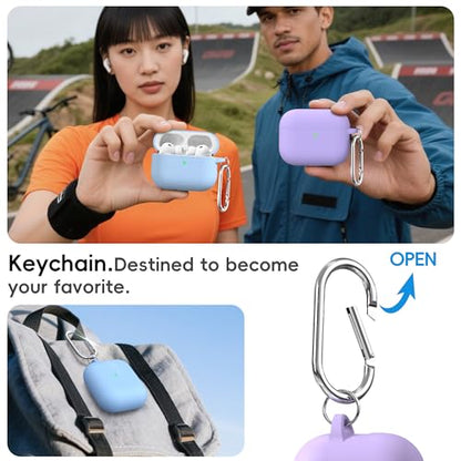 RFUNGUANGO AirPods Pro 3 Case Silicone Protective Cover, Sky Blue | Compatible with AirPods Pro 3rd Generation, Wireless Charging Compatible with Cleaning Kit & Keychain - color: B-Sky Blue, size: AirPods Pro 3 Case