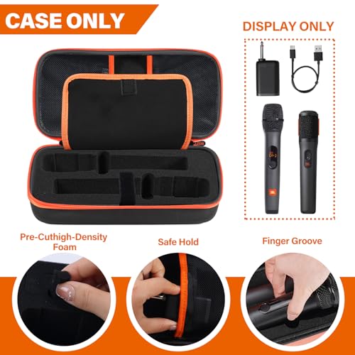 Wireless Microphone Case Compatible with JBL Wireless Two Microphone System & Dual Partybox Mics, Handheld Dual Mic Travel Bag for Singing & Karaoke | Waterproof & Dirt Resistant - Black (BOX ONLY) - color: Upgrade-Black