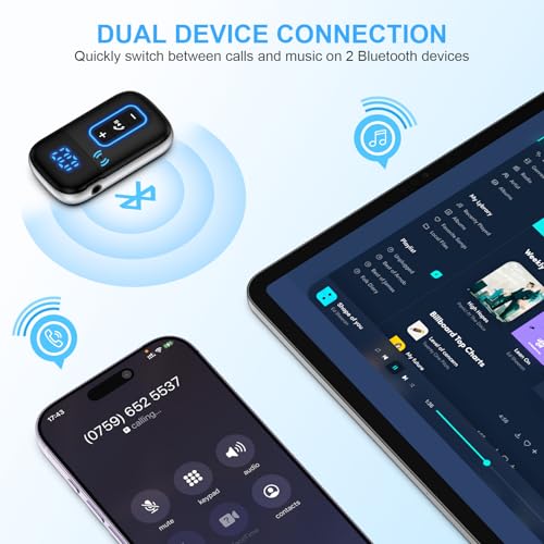 3.5mm Aux Bluetooth Car Adapter, Wireless Audio Receiver for Car/Speaker