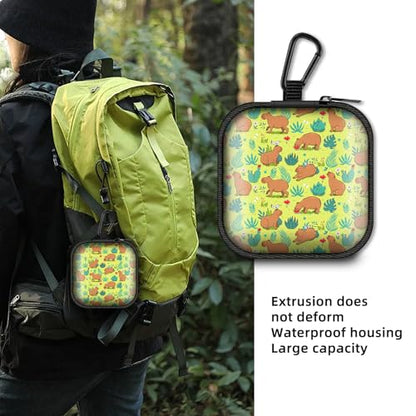 Square Data Cable Earbud Charger Coin Storage Bag Shockproof and Drop-Proof EVA Material Compatible with AirPod(Green Grazing) - color: Green Grazing