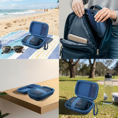 for JBL Go 5/4/3 Ultra Portable Speaker Hard Travel Case, Blue | Protective Storage Bag with Mesh Pocket & Hand Strap, Shockproof EVA Carrying Box, Soft Lining - color: Blue Case