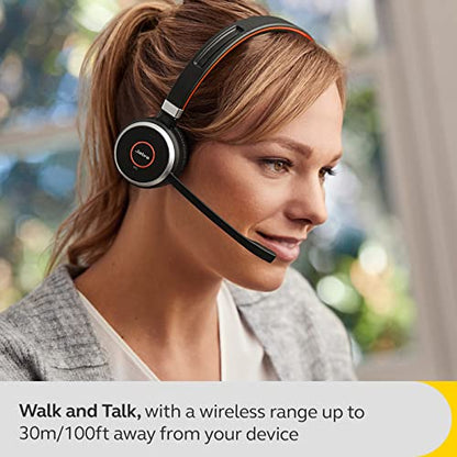Jabra Evolve 65 SE Link380a UC Stereo- Bluetooth Headset with Noise-Cancelling Microphone, Long-Lasting Battery and Dual Connectivity - Works with All Other Platforms - Black - size: UC, style: Stereo
