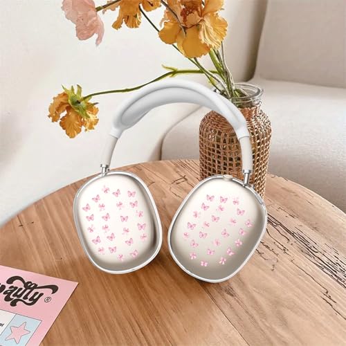 51 Clear Case for Airpods Max Headphones Cute Kawaii Soft TPU Ear Cups Cover Anti-Scratch Silicone Ear Pad Protective Case Aesthetic Headband Cover for Apple Airpods Max - color: Bow butterfly 23