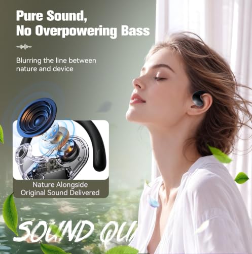 Xmenha Over The Ear Earbuds Open Ear Headphones Over The Ear Headphones | Over Ear Earbuds Air Bone Conduction Earbuds Earphones Air Bone Conducting Conduction Headphones Bluetooth - color: Black, style: Normal