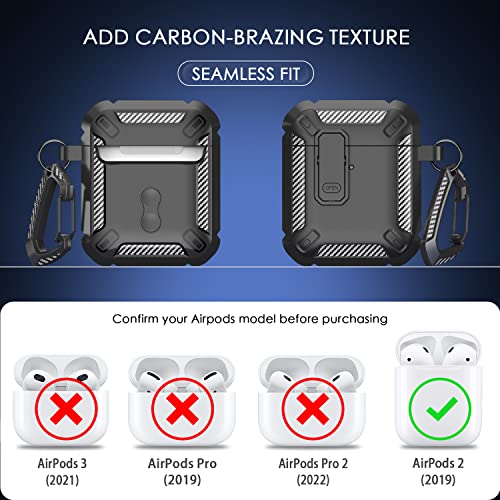 RFUNGUANGO for AirPods 2 Case Carbon Fiber Series, Black - color: A-CF-Black, size: AirPods 2 Case
