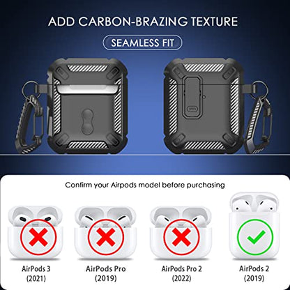 RFUNGUANGO for AirPods 2 Case Carbon Fiber Series, Black - color: A-CF-Black, size: AirPods 2 Case