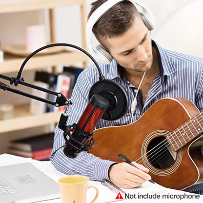 YOUSHARES 6-layer Pop Filter Compatible with HyperX QuadCast, Blue Yeti, Razer, Fifine and Other Mic, Upgraded Metal Microphone Pop Filter Windscreen with Flexible 360°Gooseneck