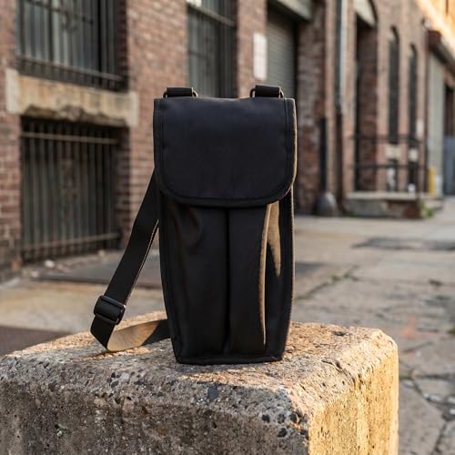 Portable Microphone Carrying Case with Thick Padding and Divider for Dual Handheld Microphones, Snug Fit and Wear-resistant Black Travel Bag with Shoulder Strap for Live Studio