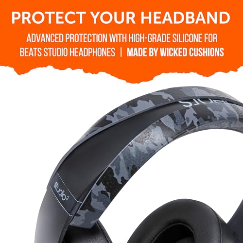 WC BandZ Studio & Studio Pro - Silicone Headband Cover for Beats Studio | Made by Wicked Cushions | Does Not Fit Beats Solo | Enhanced Comfort & Sweat Protection | Black Camo - color: Black Camo