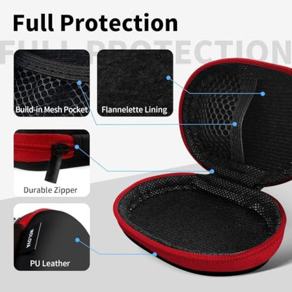 1 Pack Oval Earbud Case Storage Bag with Carabiner, Red - color: D2-red
