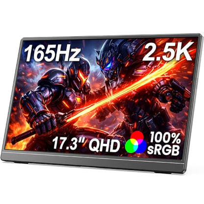 MNN 17.3" QHD 165Hz USB-C HDMI Gaming Monitor | 17.3" QHD 165Hz IPS 100% sRGB, USB-C/HDMI, kickstand, slim metal, travel gaming for PC/Phone/PS5/Xbox. - size: 17.3" 2.5K