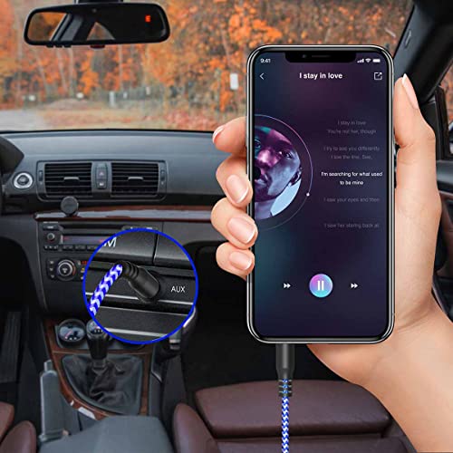 AUX Cord for Car, 7 Pack 3.5mm Auxiliary Audio Cable, Stereo AUX Cable with Flexible Nylon Braided Cords for Car iPad iPhone Samsung Galaxy Google Pixel Tablet PC Headphone Speaker Mic